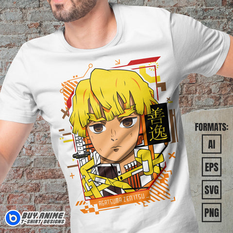 Premium Zenitsu Mecha Demon Slayer Anime Vector T-shirt Design Template