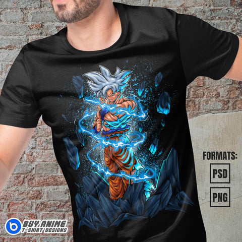 Premium Goku Ultra Instinct Dragon Ball Anime Vector T-shirt Design Template