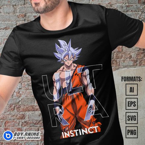 Premium Goku Ultra Instinct Dragon Ball Anime Vector T-shirt Design Template #2