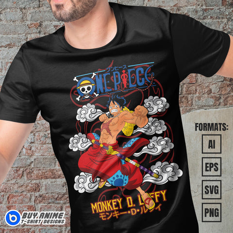 Premium Luffy One Piece Anime Vector T-shirt Design Template #9