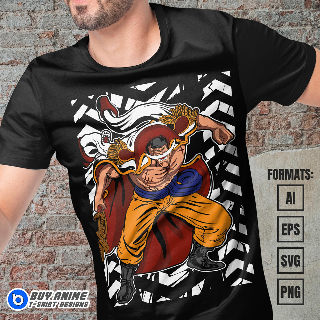 Premium Whitebeard One Piece Anime Vector T-shirt Design Template #2