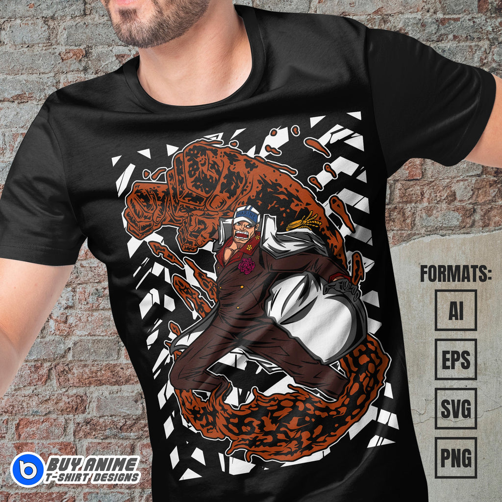 Premium Akainu One Piece Anime Vector T-shirt Design Template