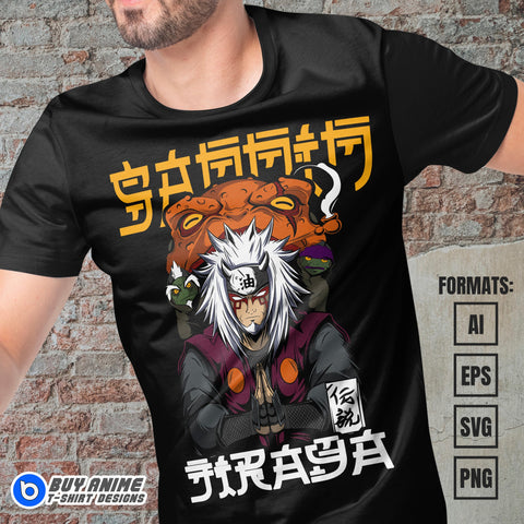 Premium Jiraya Naruto Anime Vector T-shirt Design Template