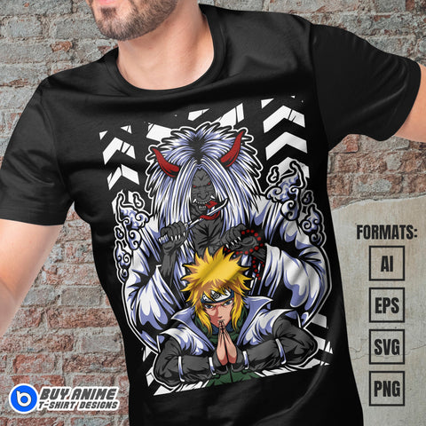 Premium Minato Naruto Anime Vector T-shirt Design Template