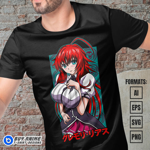 Premium Rias Gremory High School DxD Anime Vector T-shirt Design Template