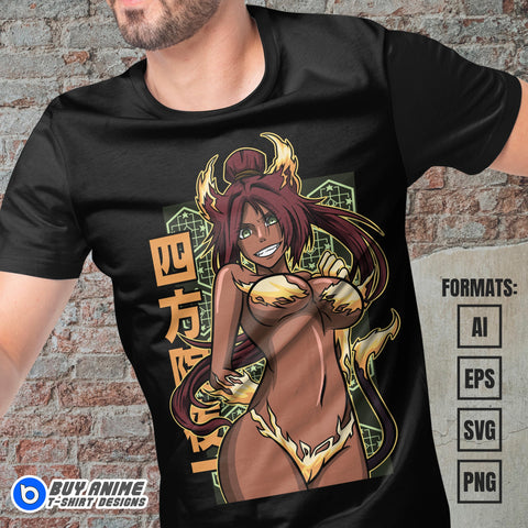 Premium Yoruichi Bleach Anime Vector T-shirt Design Template