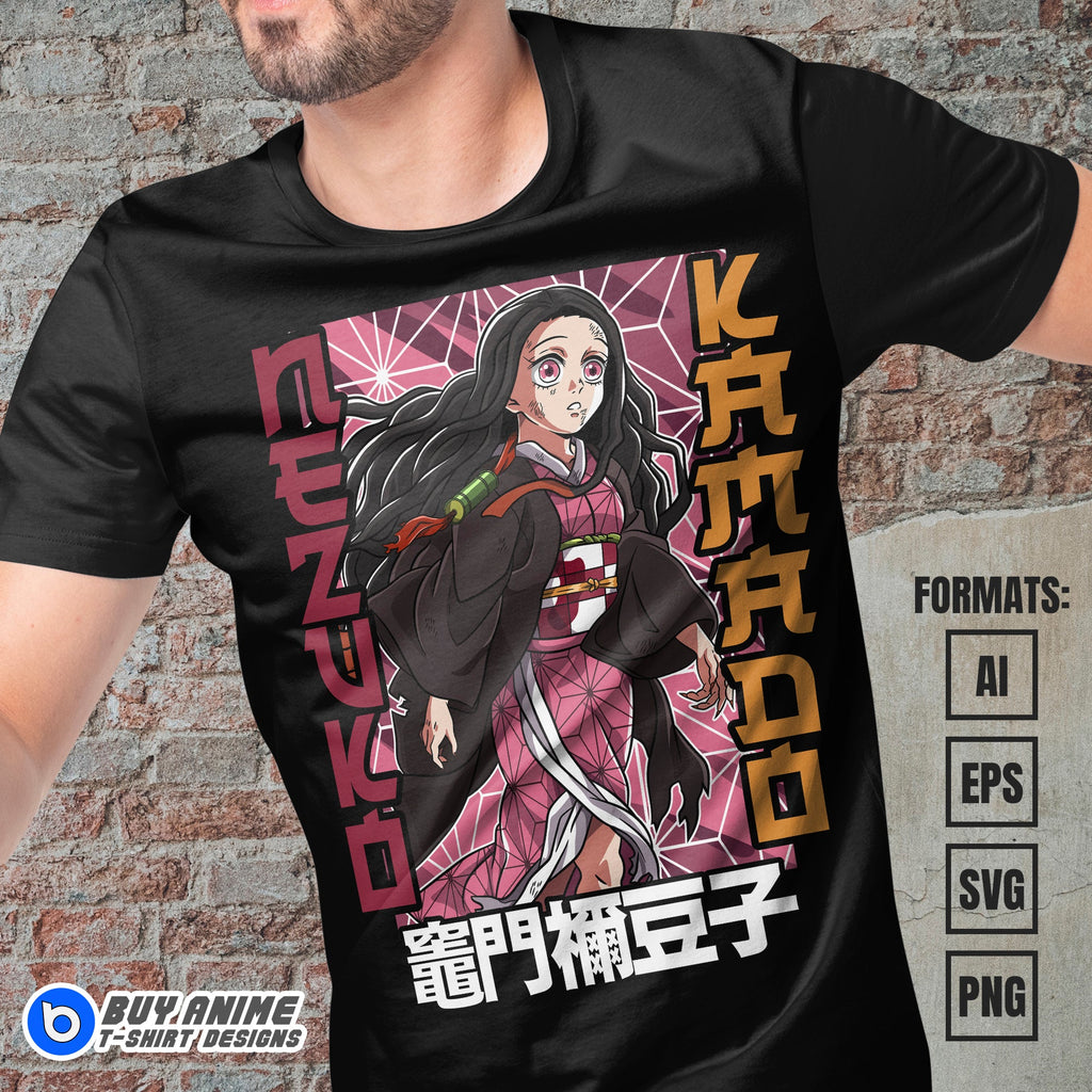 Premium Nezuko Kamado Demon Slayer Anime Vector T-shirt Design Template #6