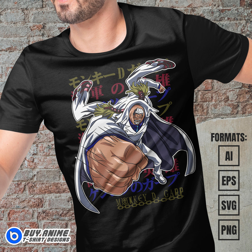 Premium Monkey D Garp One Piece Anime Vector T-shirt Design Template #2