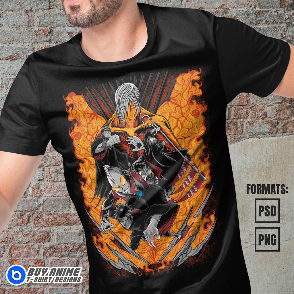 Premium Akatsuki x Ultraman Anime Vector T-shirt Design Template