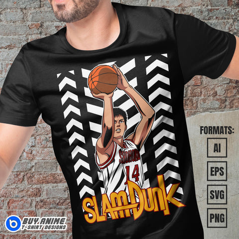 Premium Hisashi Mitsui Slam Dunk Anime Vector T-shirt Design Template