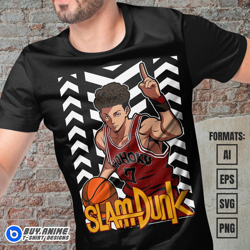 Premium Ryota Miyagi Slam Dunk Anime Vector T-shirt Design Template