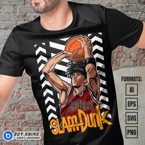 Premium Kaede Rukawa Slam Dunk Anime Vector T-shirt Design Template