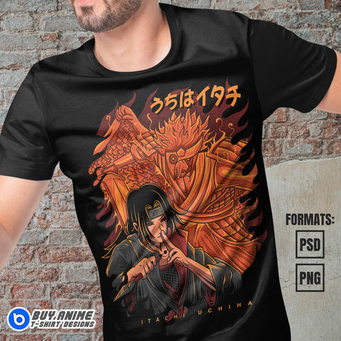 Premium Itachi Uchiha Naruto Anime Vector T-shirt Design Template #2