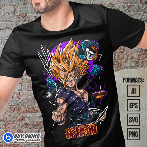 Premium Gohan SJJ Dragon Ball Anime Vector T-shirt Design Template #2