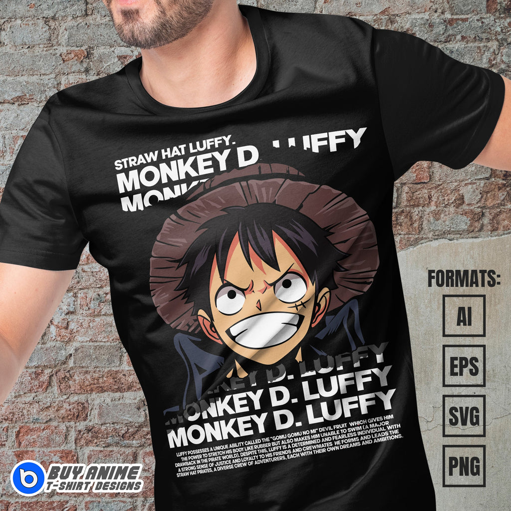 Premium Luffy One Piece Anime Vector T-shirt Design Template #10