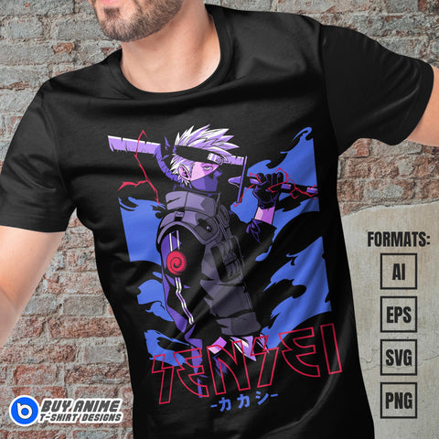 Premium Kakashi Hatake Naruto Anime Vector T-shirt Design Template #4