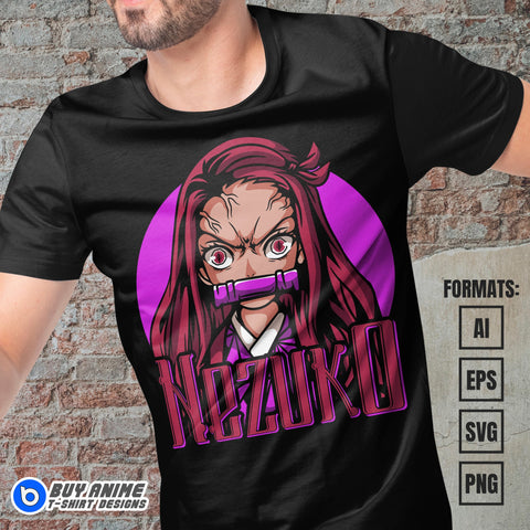 Premium Nezuko Kamado Demon Slayer Anime Vector T-shirt Design Template #9