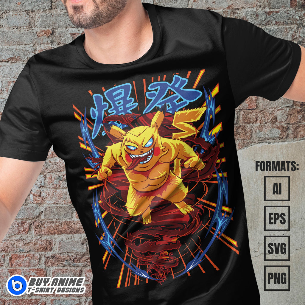 Premium Pikachu Pokemon Anime Vector T-shirt Design Template #3