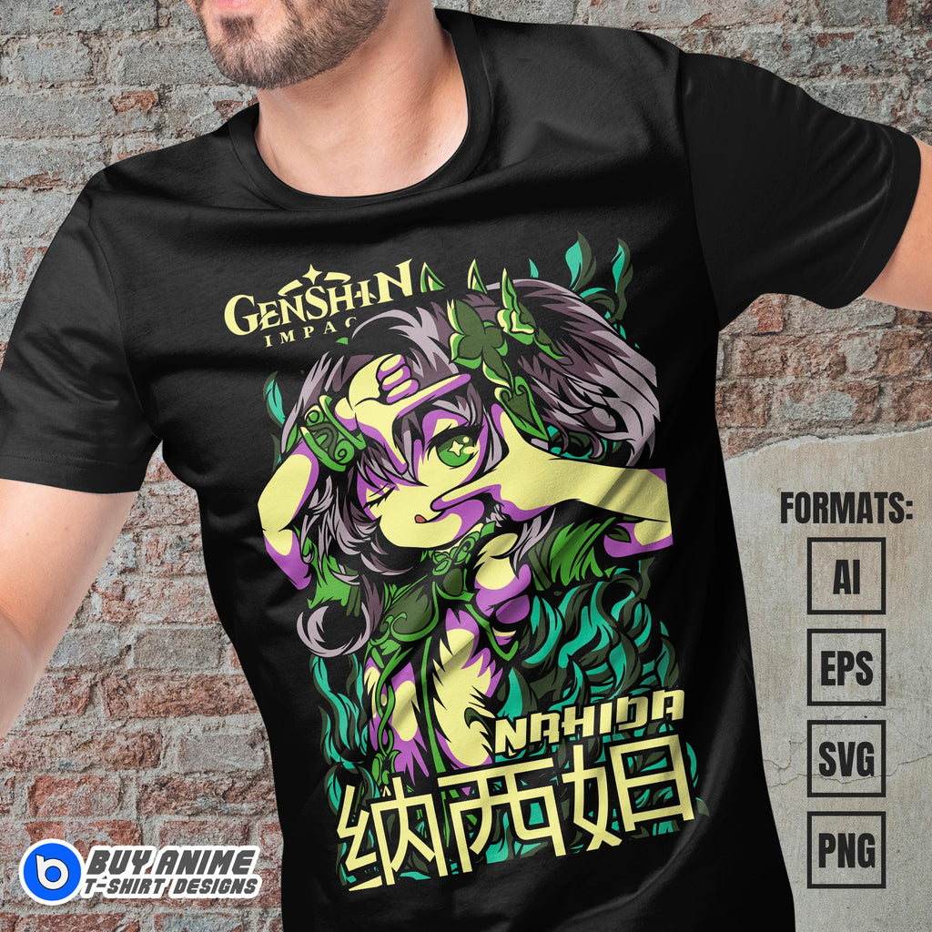 Premium Nahida Genshin Impact Vector T-shirt Design Template