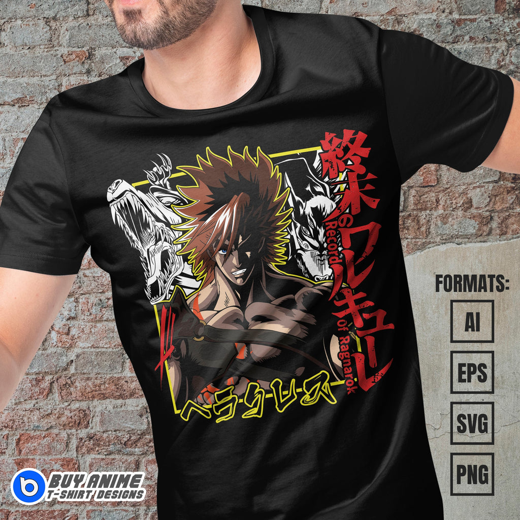 Premium Hercules Record Of Ragnarok Anime Vector T-shirt Design Template