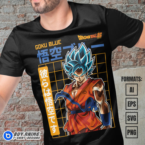 Premium Goku SSB Dragon Ball Vector T-shirt Design Template #4