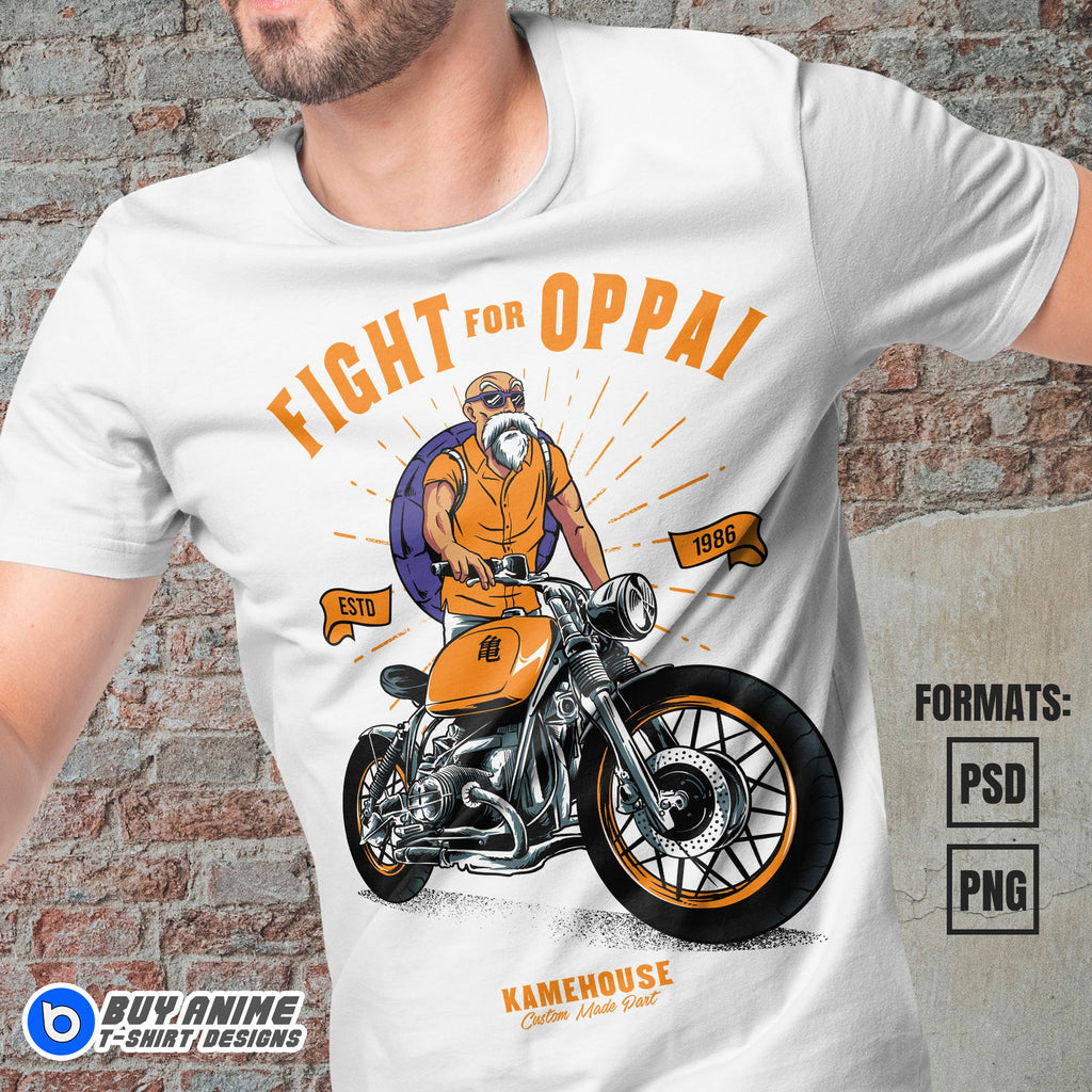 Premium Roshi Dragon Ball Anime Vector T-shirt Design Template #3