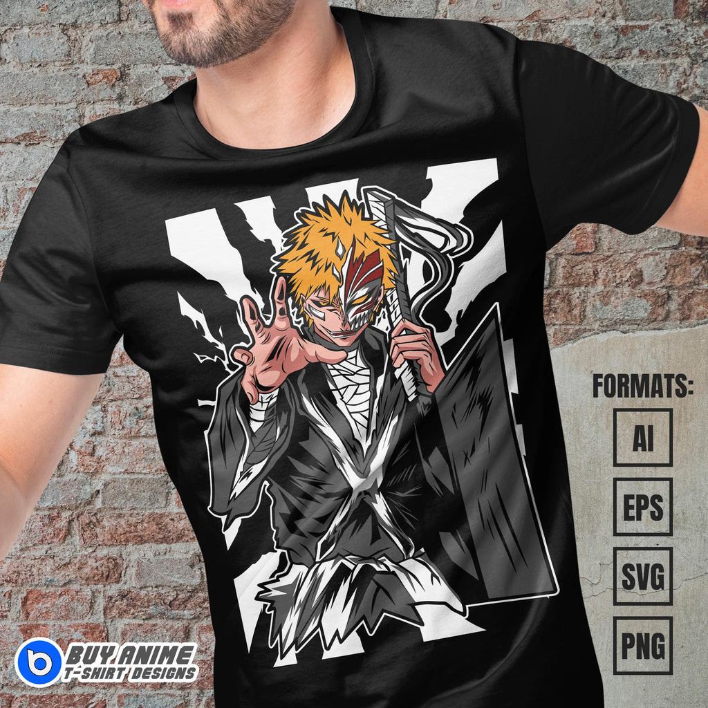 Premium Ichigo Kurosaki Bleach Anime Vector T-shirt Design Template #10