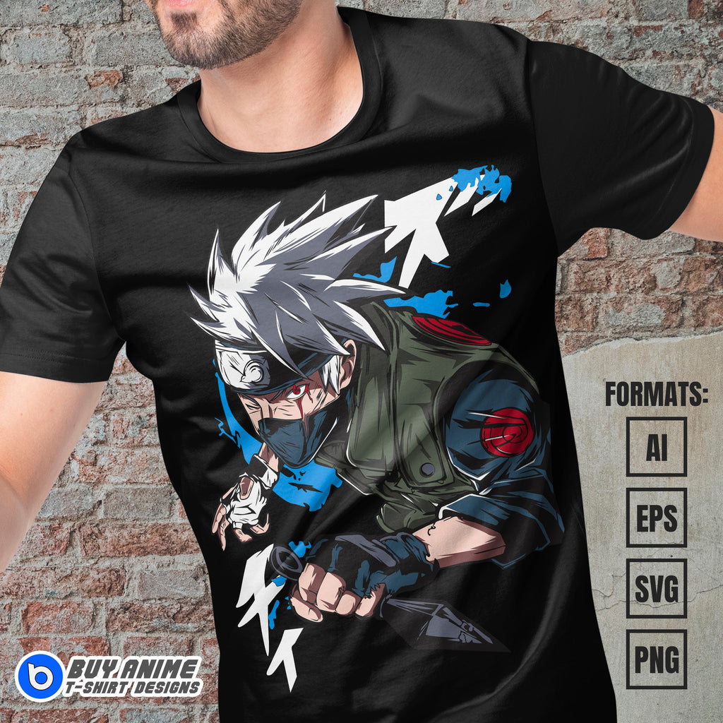 Premium Kakashi Hatake Naruto Anime Vector T-shirt Design Template