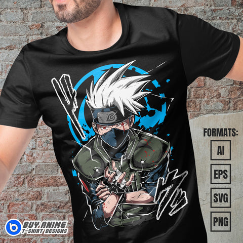 Premium Kakashi Hatake Naruto Anime Vector T-shirt Design Template #5