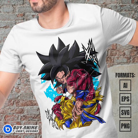 Premium Goku Super Saiyan 4 Dragon Ball Anime Vector T-shirt Design Template #2