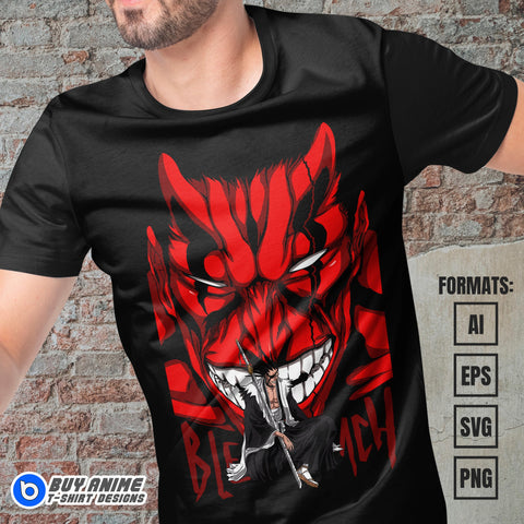 Premium Kenpachi Zaraki Bleach Anime Vector T-shirt Design Template