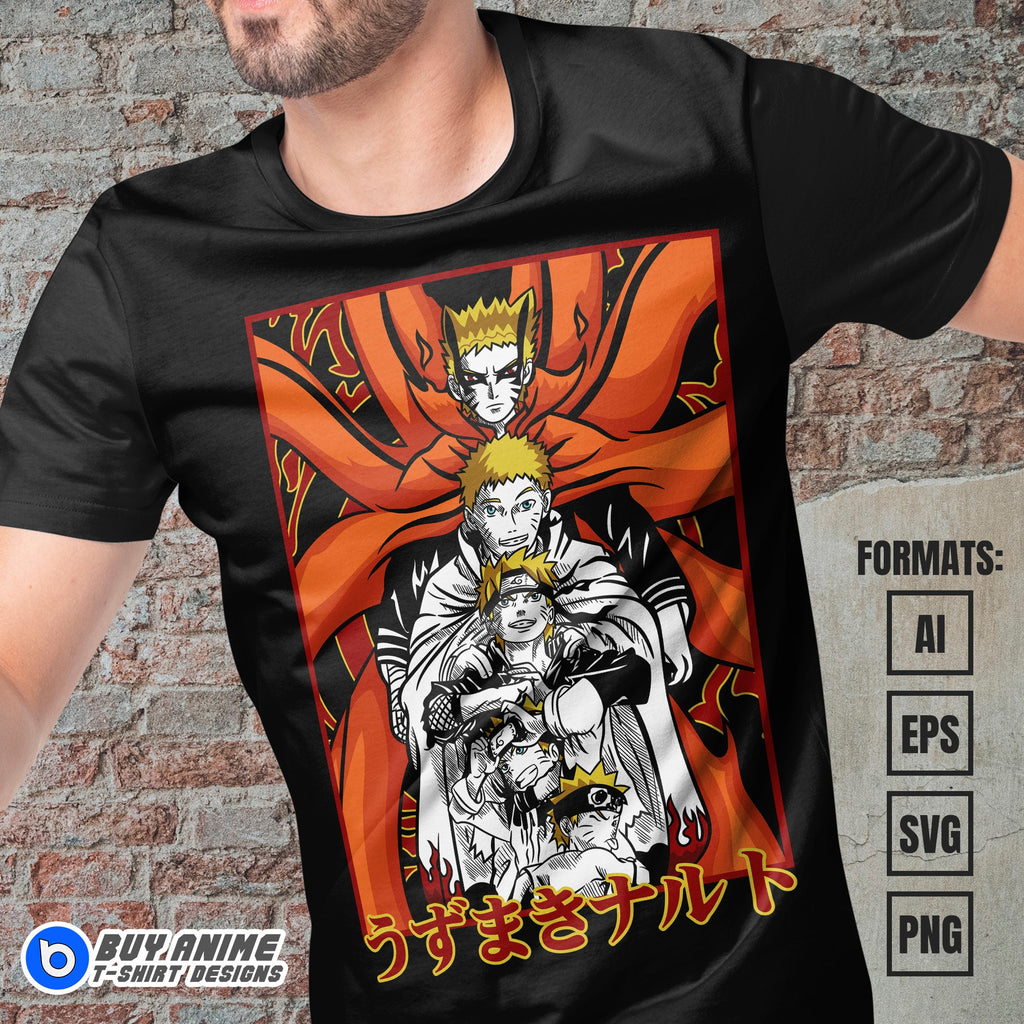 Premium Naruto Uzumaki Anime Vector T-shirt Design Template #6