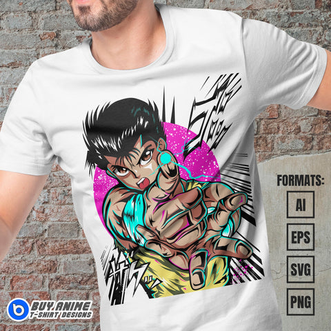 Premium Yusuke Urameshi YuYu Hakusho Anime Vector T-shirt Design Template