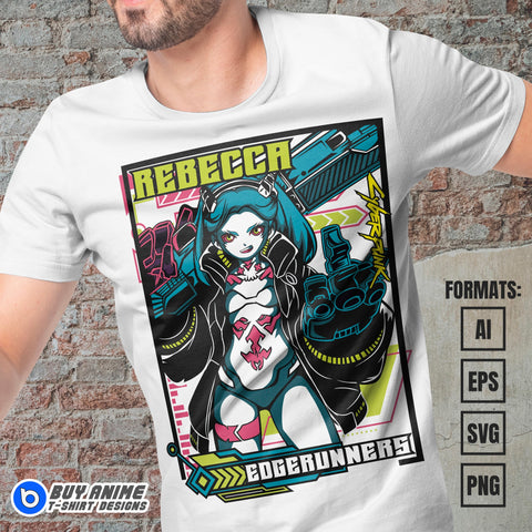 Premium Rebecca Cyberpunk Edgerunners Vector T-shirt Design Template