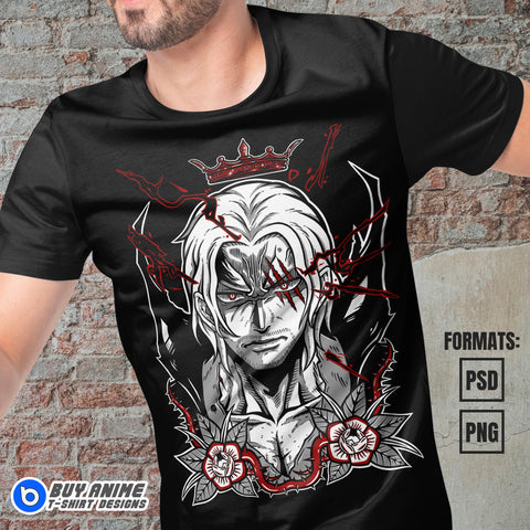 Premium Shanks One Piece Anime Vector T-shirt Design Template #5