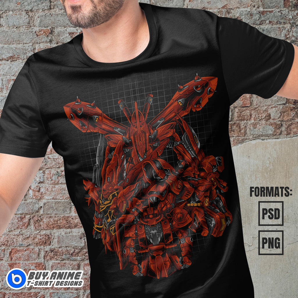 Premium Gundam Anime Vector T-shirt Design Template #9