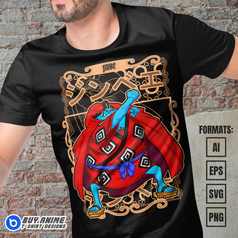 Premium Jinbe One Piece Anime Vector T-shirt Design Template #2