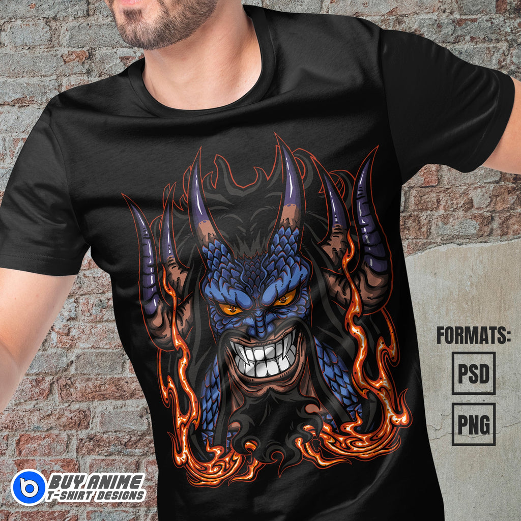 Premium Kaido One Piece Anime Vector T-shirt Design Template #4