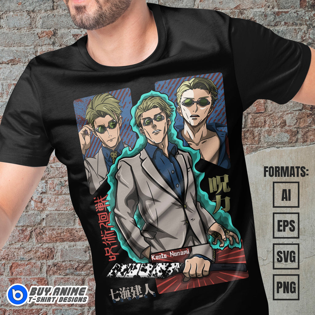 Premium Kento Nanami Jujutsu Kaisen Anime Vector T-shirt Design Template