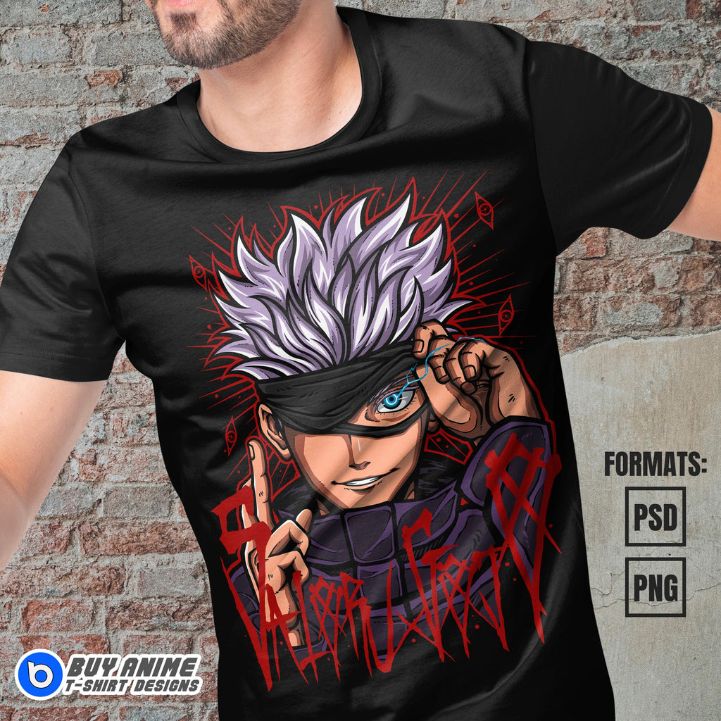 Premium Satoru Gojo Jujutsu Kaisen Anime Vector T-shirt Design Template