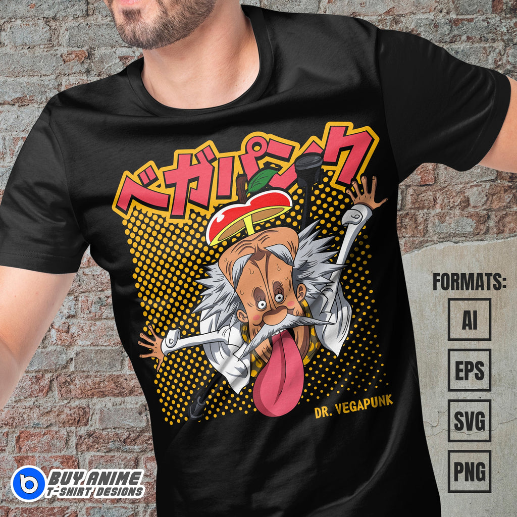 Premium Dr Vegapunk One Piece Anime Vector T-shirt Design Template