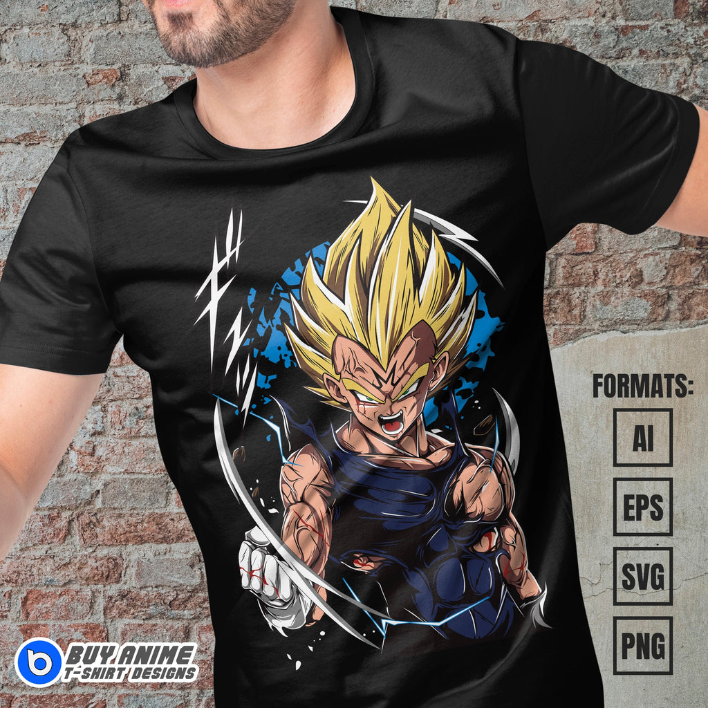 Premium Majin Vegeta Dragon Ball Anime Vector T-shirt Design Template