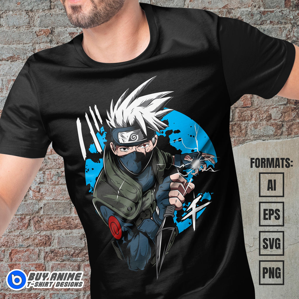 Premium Kakashi Hatake Naruto Anime Vector T-shirt Design Template #6