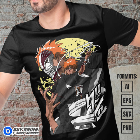 Premium Ichigo Kurosaki Bleach Anime Vector T-shirt Design Template #12