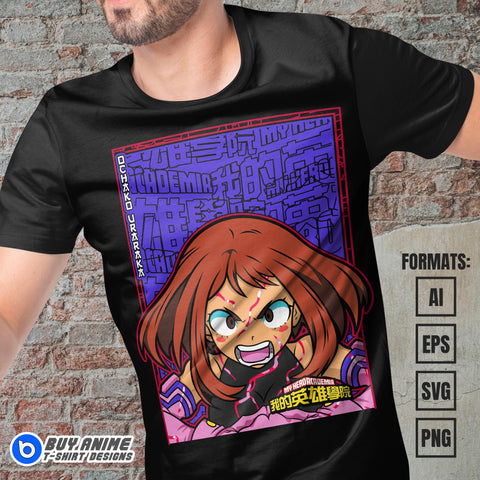 Premium Ochako My Hero Academia Anime Vector T-shirt Design Template #3