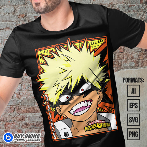 Premium Katsuki Bakugo My Hero Academia Anime Vector T-shirt Design Template #4