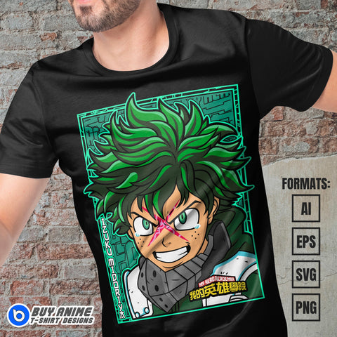 Premium Midoriya Izuku My Hero Academia Anime Vector T-shirt Design Template #8