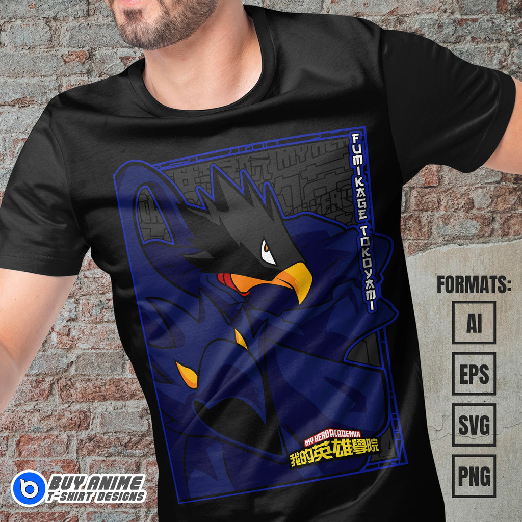 Premium Fumikage Tokoyami My Hero Academia Anime Vector T-shirt Design Template