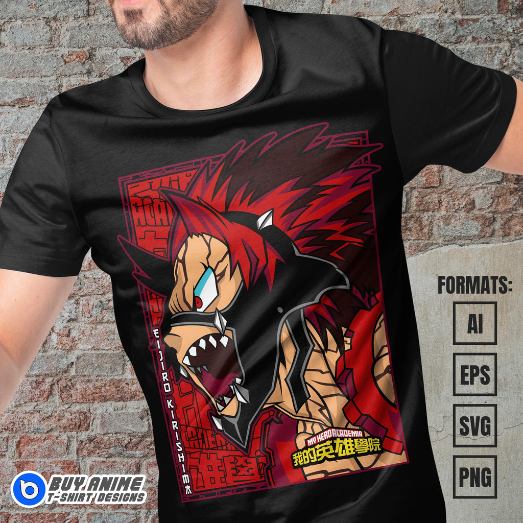 Premium Eijiro Kirishima My Hero Academia Anime Vector T-shirt Design Template