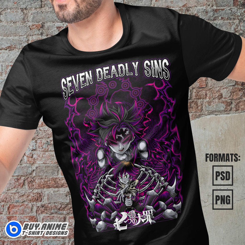 Premium Meliodas The Seven Deadly Sins Anime Vector T-shirt Design Template